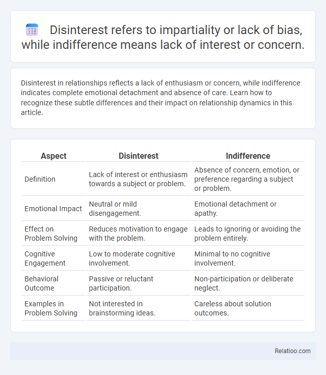 Disinterest refers to impartiality or lack of bias, while indifference means lack of interest or concern.